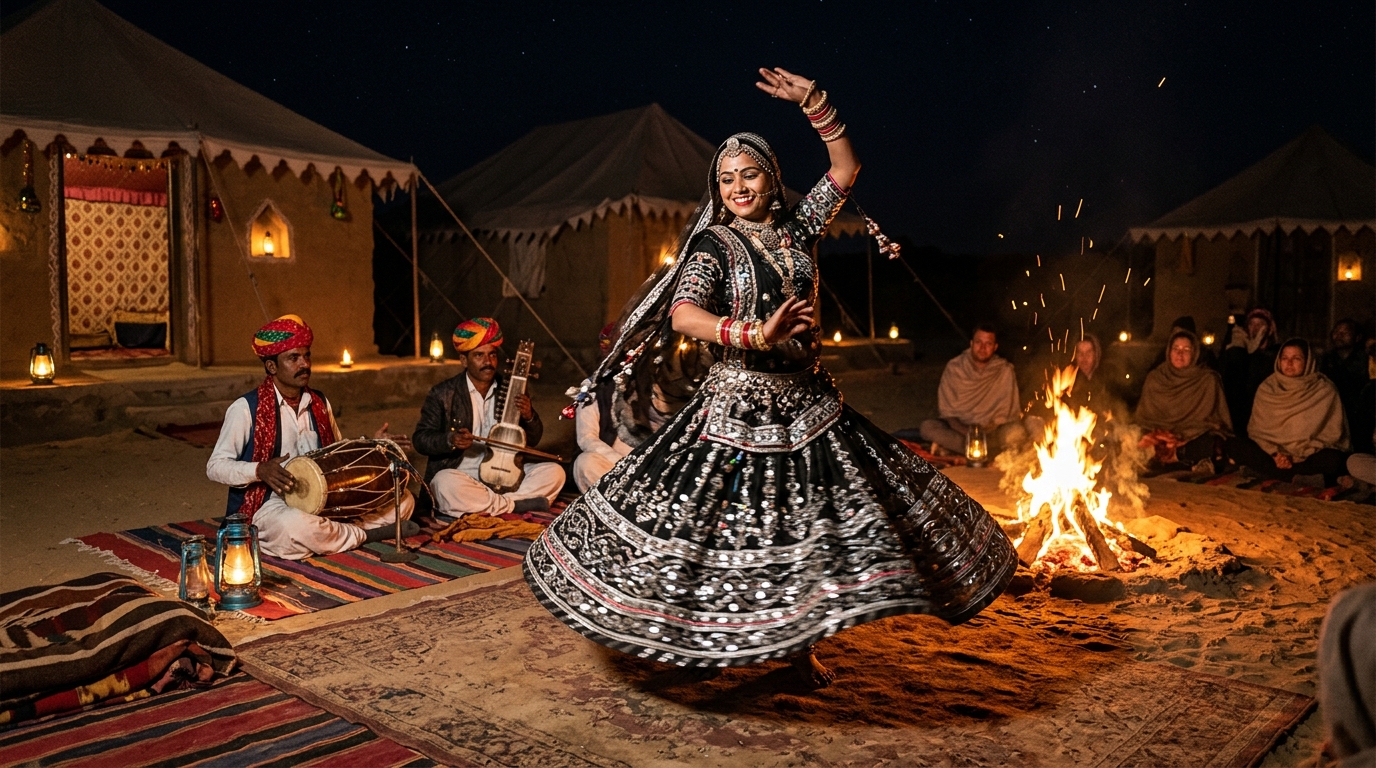 Authentic Rajasthani Kalbelia Folk Dance in Jaisalmer